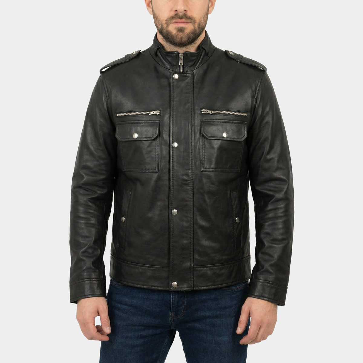 Andy Black Leather Field Jacket – Poshéle
