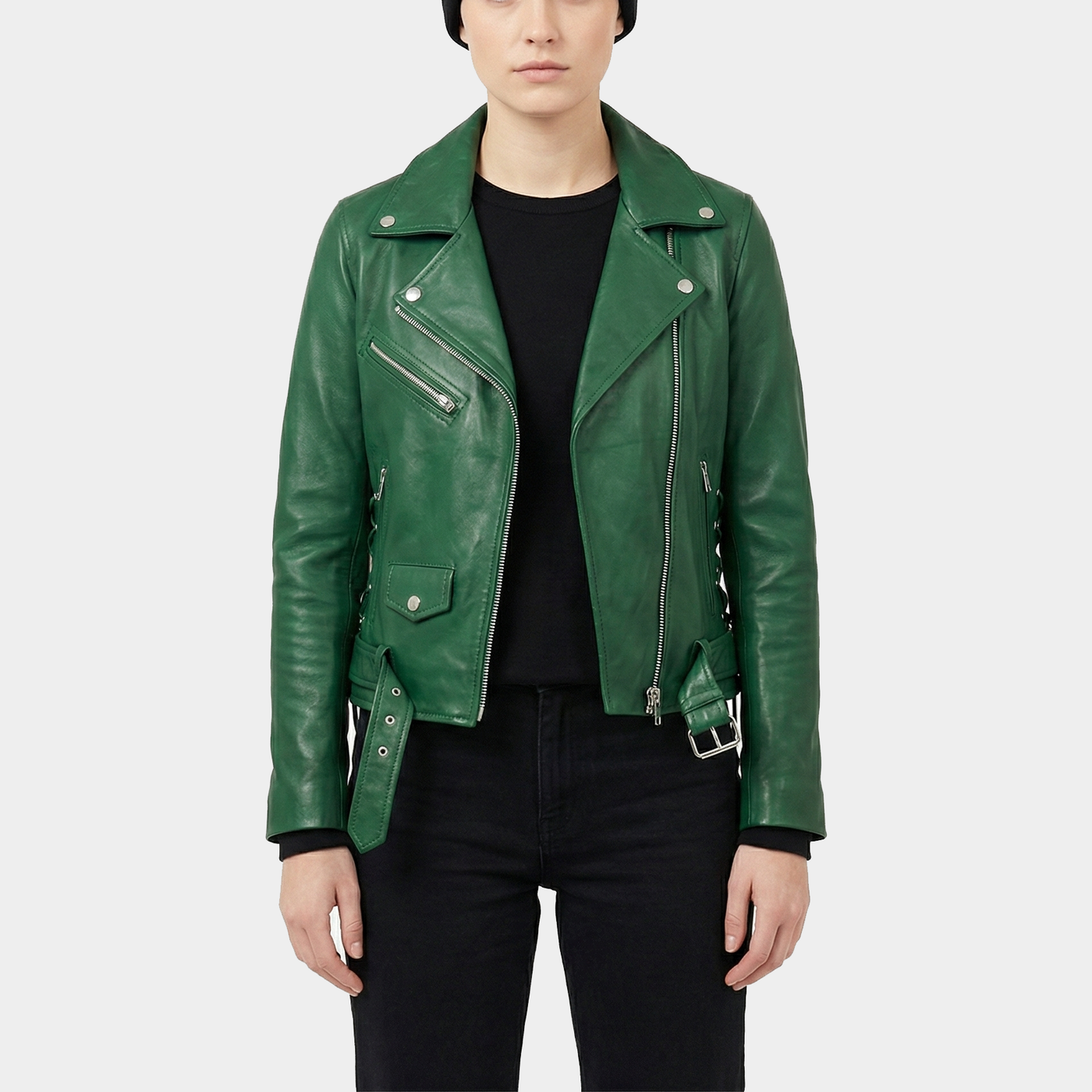 Emerald Ryder Green Leather Biker Jacket – Poshéle