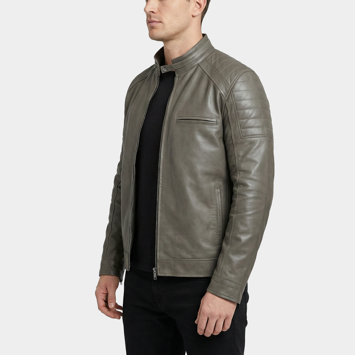 Jackson Grey Leather Biker Jacket – Poshéle