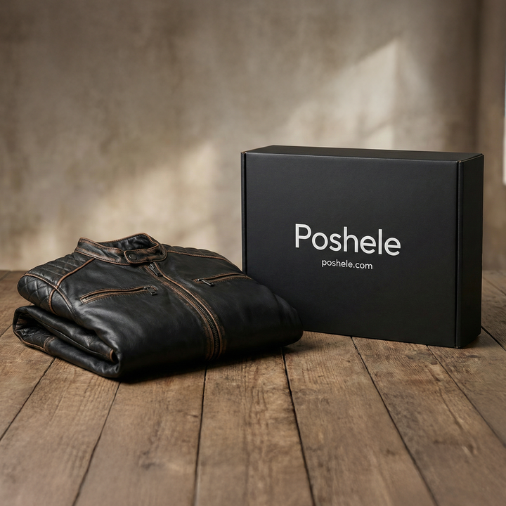 Jamie Black Leather Cafe Racer Jacket – Poshéle