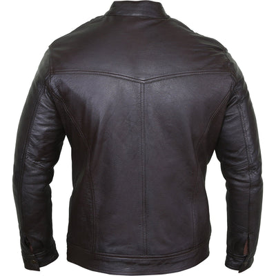 Andrew Black Quilted Leather Biker Jacket Back Pose