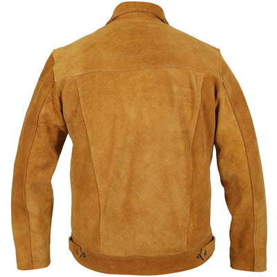 Carson Brown Suede Trucker Jacket Back Pose