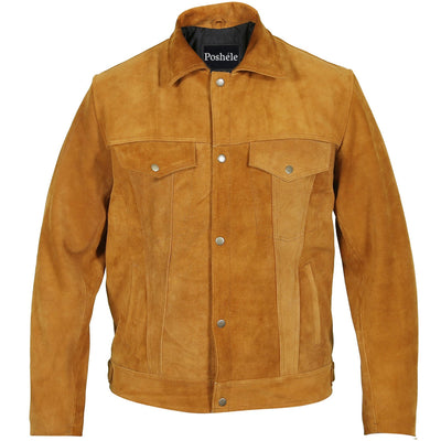 Carson Brown Suede Trucker Jacket Front Pose