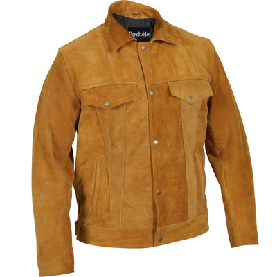 Carson Brown Suede Trucker Jacket Right Side Pose