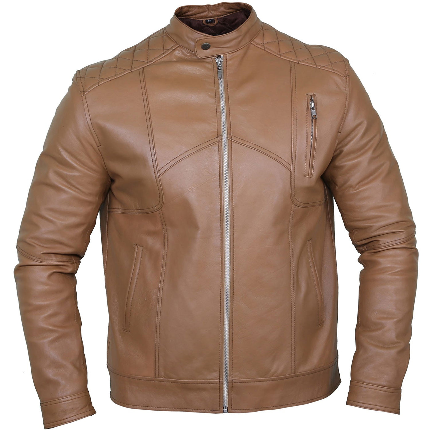 Mens Vintage Tan Leather Bomber Jacket -Superior Quality