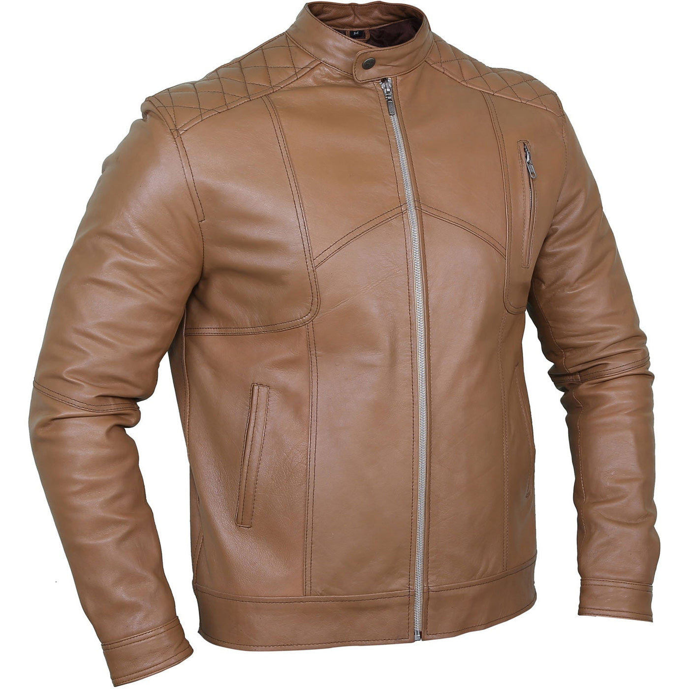 Leather Biker Jacket Light Brown Leather Blazer Chase Light Brown