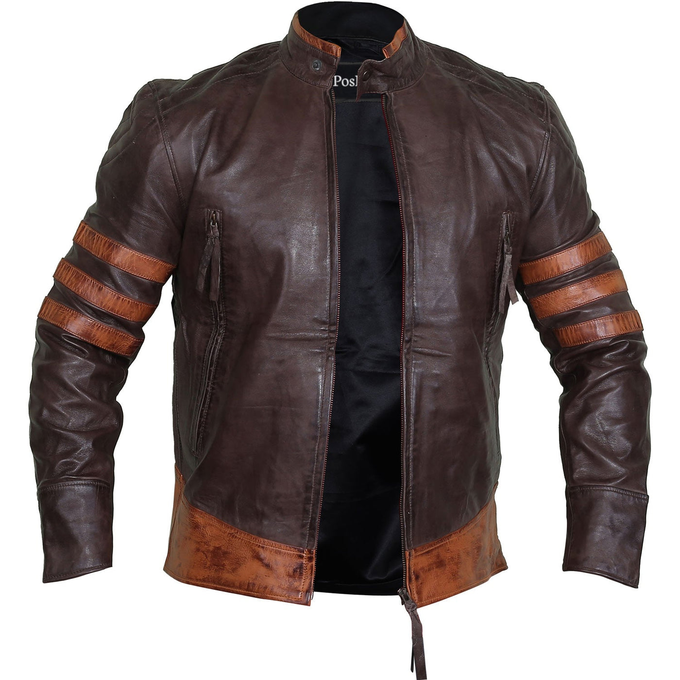 Denzel Brown Distressed Leather Biker Jacket