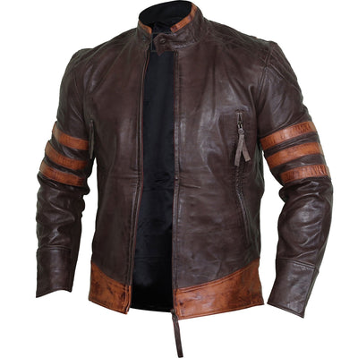 Denzel Brown Distressed Leather Biker Jacket