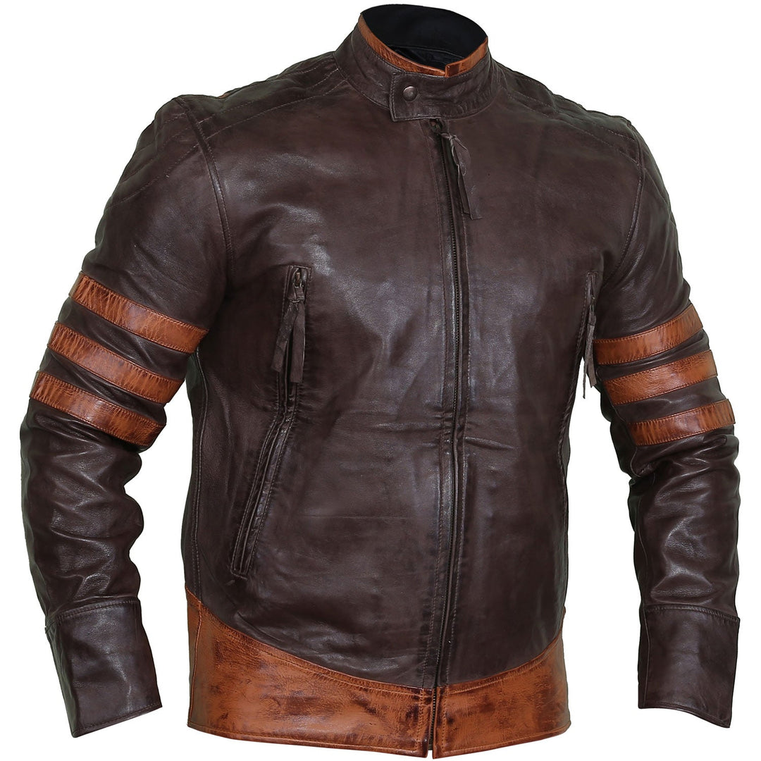 Denzel Brown Distressed Leather Biker Jacket – Poshéle