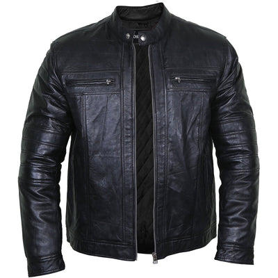 Dustin Black Leather Biker Jacket