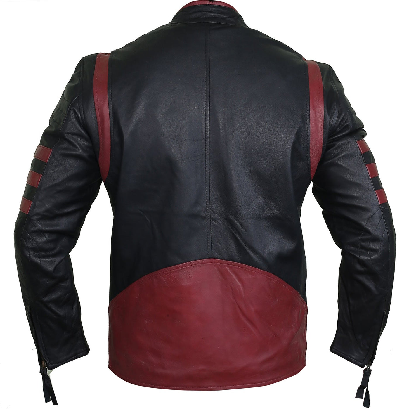 Henry Red and Black Leather Biker Jacket Back Pose