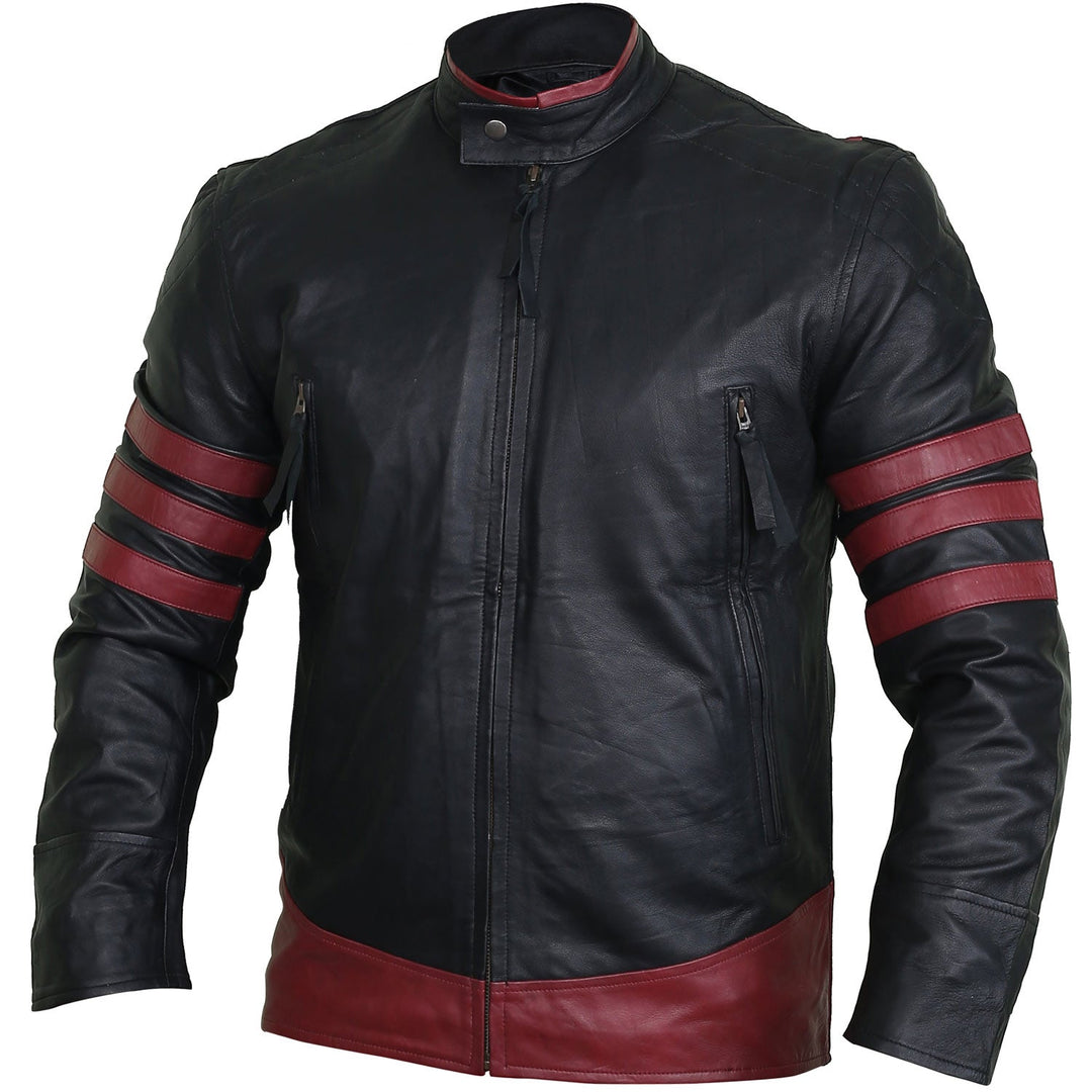 Henry Red and Black Leather Biker Jacket – Poshéle